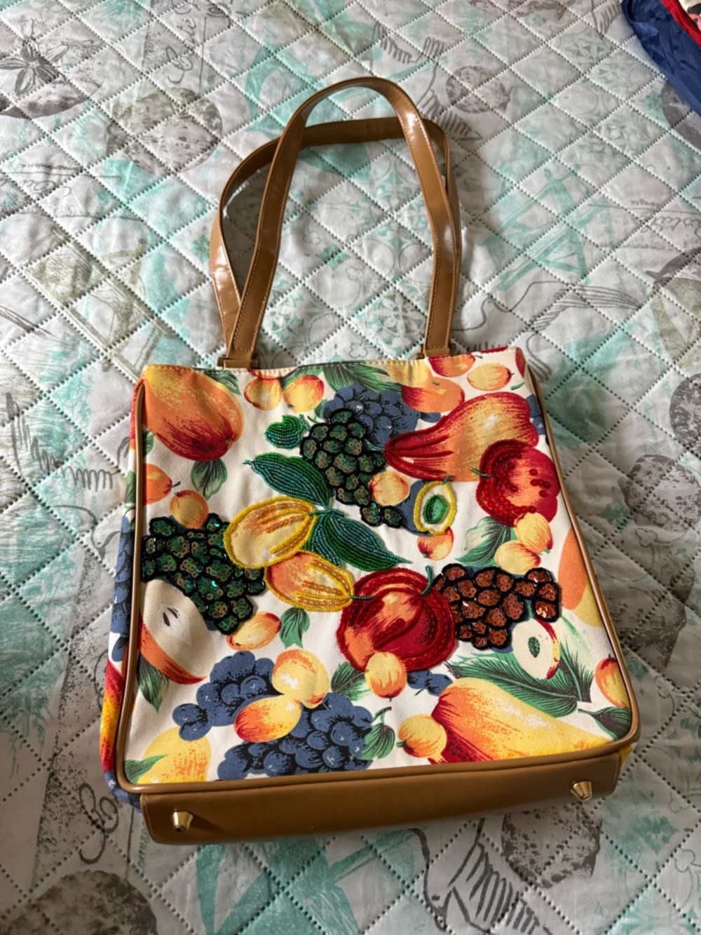 New Fruit-Print Canvas Tote Bag